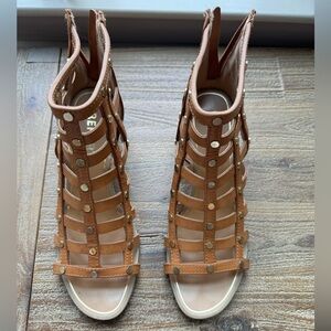 Tan Studded Gladiator Sandals
